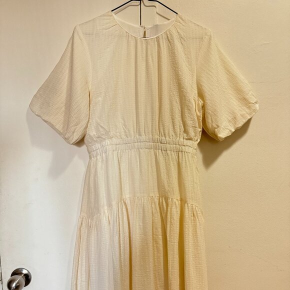 STAPLE THE LABLE | NWT | cream clinched waist tiered midi dress | SIZE M - Picture 6 of 6